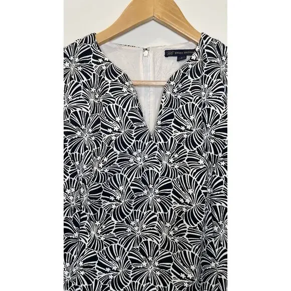 Brooks Brothers Sleeveless Floral Fit Flare Dress Career Nautical Navy Women's 6 - Picture 2 of 15